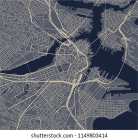 Vector Map Of The City Of Boston, USA