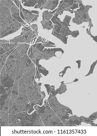 Vector Map Of The City Of Boston, USA