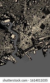 vector map of the city of Brest, Finistere, Brittany ,France