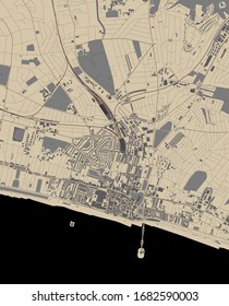 vector map of the city of Brighton, East Sussex, South East England, England, UK