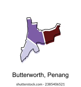 Vector Map City of Butterworth Penang design template, High detailed illustration Country in Asia