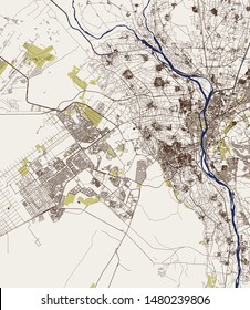 vector map of the city of Cairo, Giza, Egypt