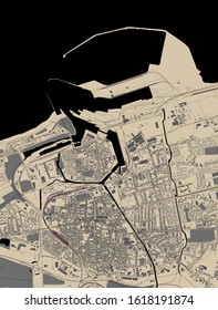 vector map of the city of Calais, Pas-de-Calais, Hauts-de-France, France