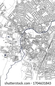 vector map of the city of Cambridge, Cambridgeshire, East of England, England, UK