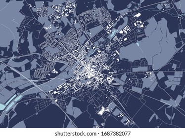 vector map of the city of Canterbury, Kent, South East England, England, UK