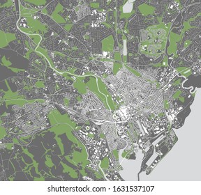 Vector Map Of The City Of Cardiff, South Glamorgan, Wales ,UK