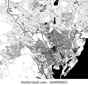 Vector Map Of The City Of Cardiff, South Glamorgan, Wales ,UK