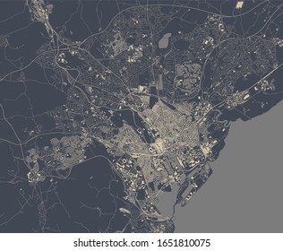 vector map of the city of Cardiff, South Glamorgan, Wales ,UK