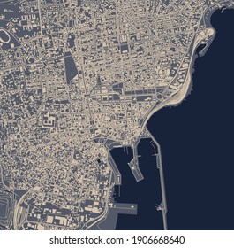 vector map of the city of Catania, Sicily, Italy