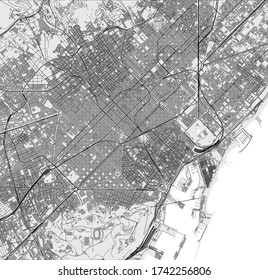 mapa vector del centro de la ciudad de Barcelona, España