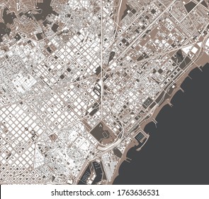 vector map of the city center of Barcelona, Spain