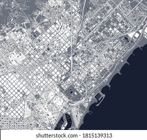 Vektorkarte des Stadtzentrums von Barcelona, Spanien