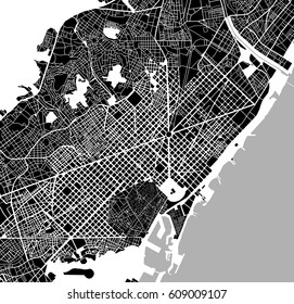 vector map of the city center of Barcelona, Spain