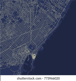 vector map of the city center of Barcelona, Spain