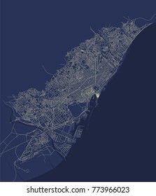 vector map of the city center of Barcelona, Spain