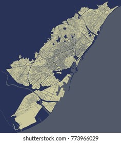 vector map of the city center of Barcelona, Spain