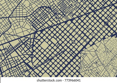 vector map of the city center of Barcelona, Spain
