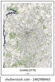 vector map of the city of Charlotte, in the USA of North Carolina