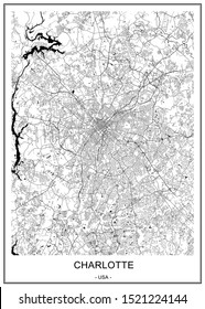 vector map of the city of Charlotte, in the USA of North Carolina