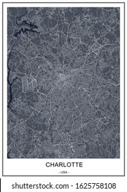 vector map of the city of Charlotte, in the USA of North Carolina