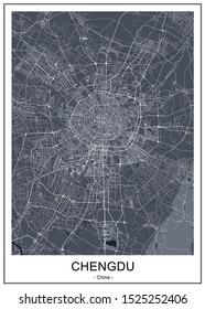 vector map of the city of Chengdu, China