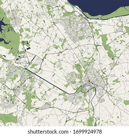 vector map of the city of Chester, Cheshire, North West England, England, UK