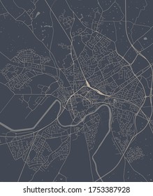 vector map of the city of Chester, Cheshire, North West England, England, UK