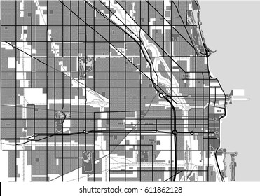 vector map of the city of Chicago, USA