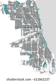 vector map of the city of Chicago, USA