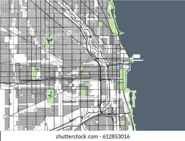 vector map of the city of Chicago, USA