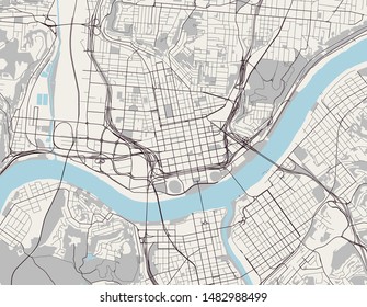 vector map of the city of Cincinnati,State Ohio, USA, , and is the government seat of Hamilton County.
