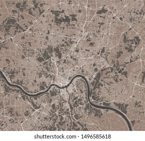 vector map of the city of Cincinnati,State Ohio, USA, , and is the government seat of Hamilton County.