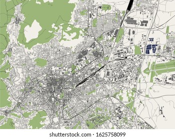 vector map of the city of Clermont-Ferrand, Puy-de-Dome, Auvergne-Rhone-Alpes , France