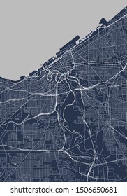 vector map of the city of Cleveland, Ohio, USA