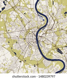 vector map of the city of Cologne, Koln, North Rhine-Westphalia, Germany