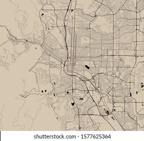 Vector Map Of The City Of Colorado Springs, Colorado, United States America