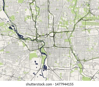 Vector Map Of The City Of Columbus, Ohio, USA