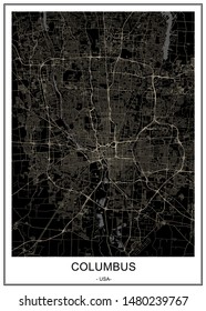 vector map of the city of Columbus, Ohio, USA