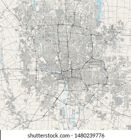 Vector Map Of The City Of Columbus, Ohio, USA