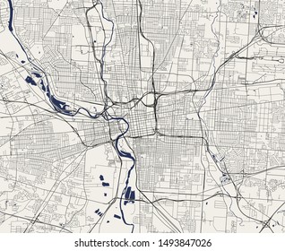 Vector Map Of The City Of Columbus, Ohio, USA