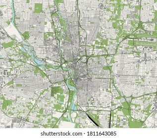 vector map of the city of Columbus, Ohio, USA