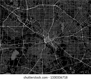 Vector Map Of The City Of Dallas, Texas, USA