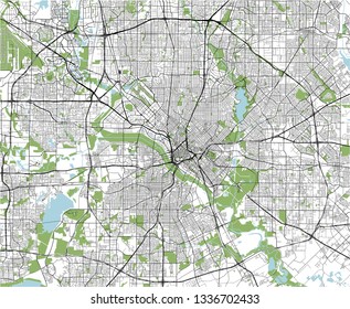 vector map of the city of Dallas, Texas, USA