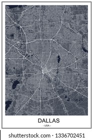 vector map of the city of Dallas, Texas, USA