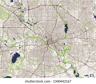 vector map of the city of Dallas, Texas, USA