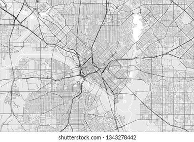 vector map of the city of Dallas, Texas, USA