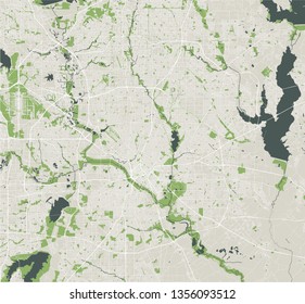 vector map of the city of Dallas, Texas, USA