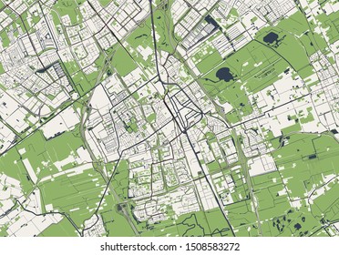 vector map of the city of Delft, Netherlands