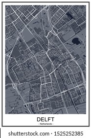 vector map of the city of Delft, Netherlands