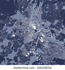 vector map of the city of Derby, East Midlands, England, UK